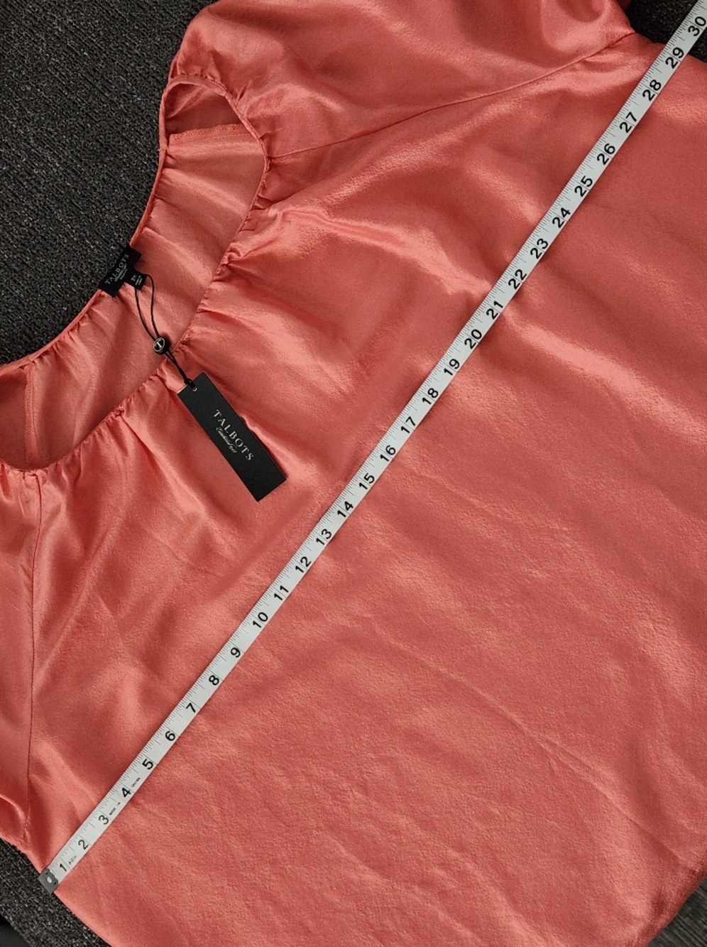 🆕️ 🍁Talbots🍁 - Peach Orange Silk Peasant Top - Picture 9 of 10